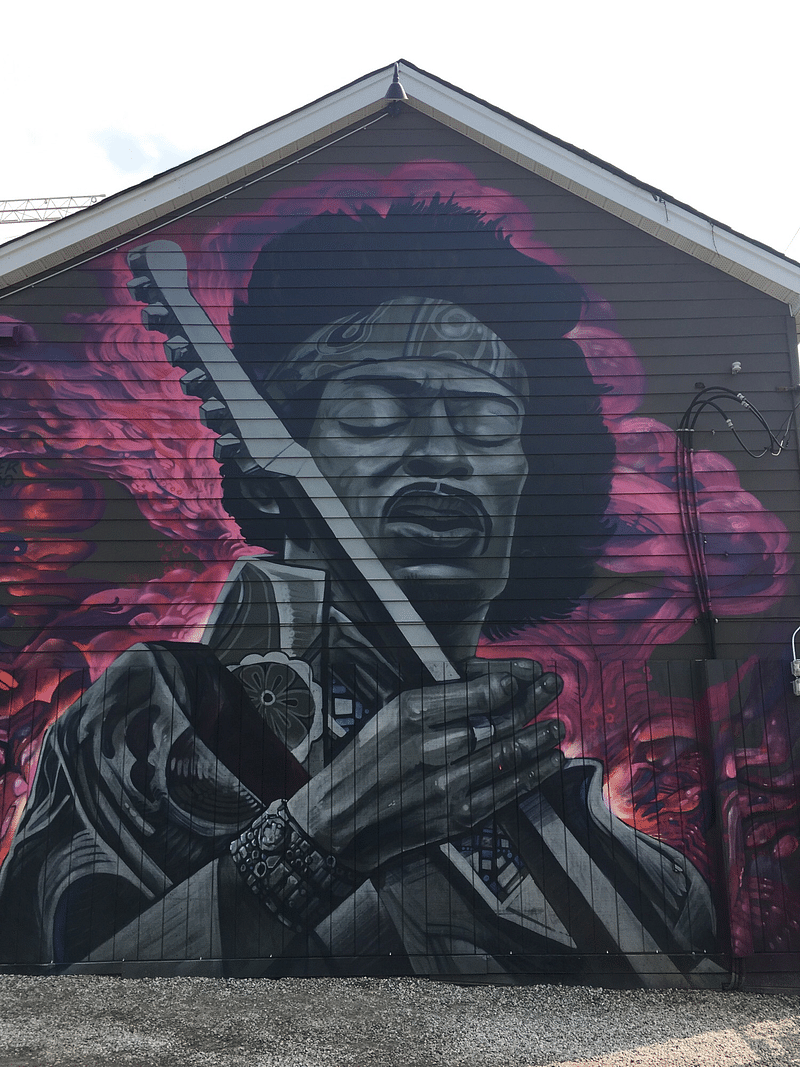 mural in Toronto by artist uber5000. Tagged: Jimi Hendrix, music