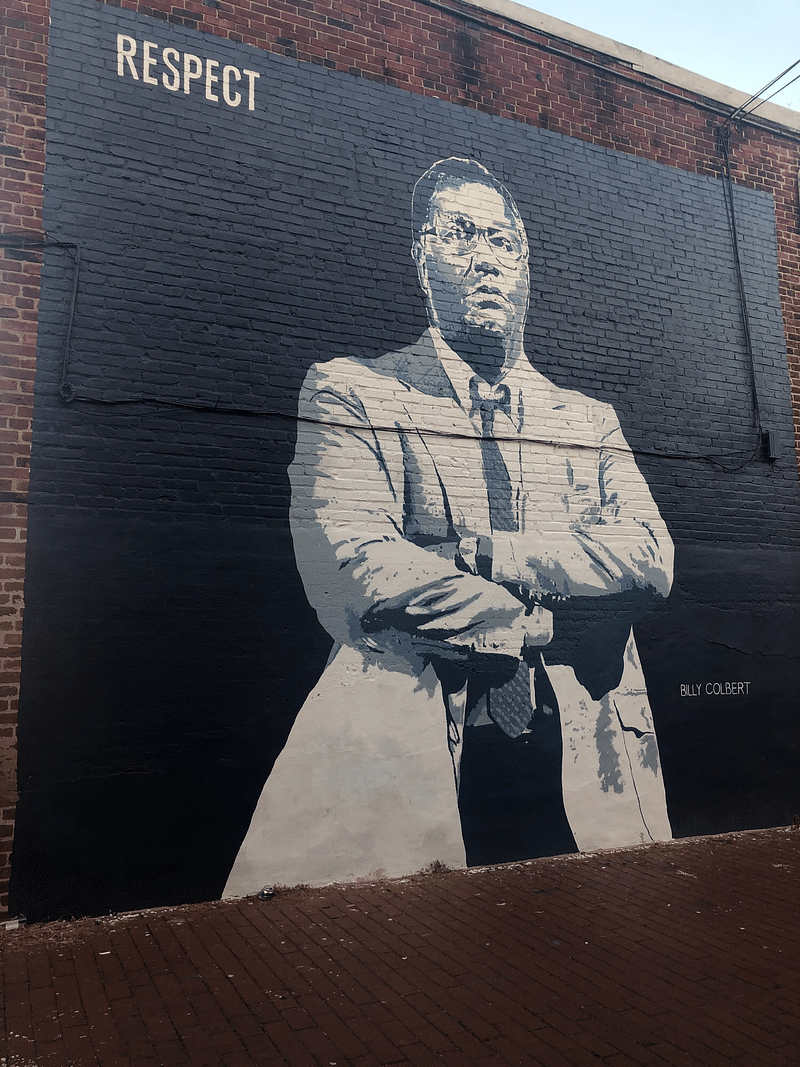 mural in Washington by artist Billy Colbert. Tagged: basketball, Georgetown Hoyas, John Thompson, sports