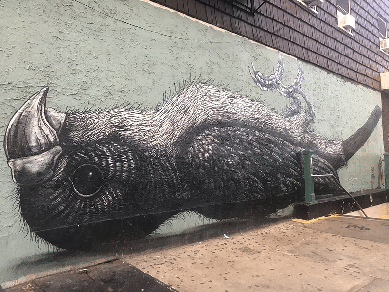 mural in Brooklyn by artist ROA.
