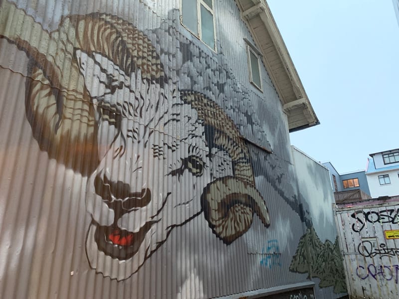 mural in Reykjavík by artist unknown.