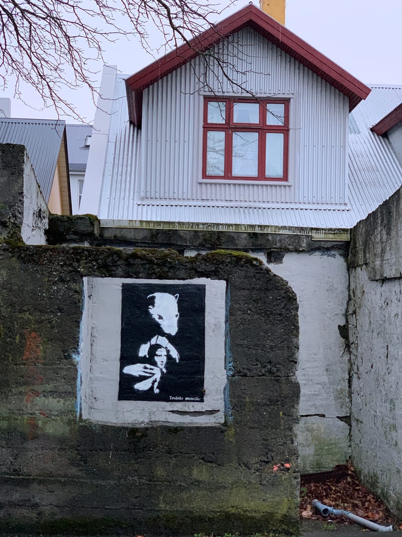 mural in Reykjavík by artist Trololo Stencils.