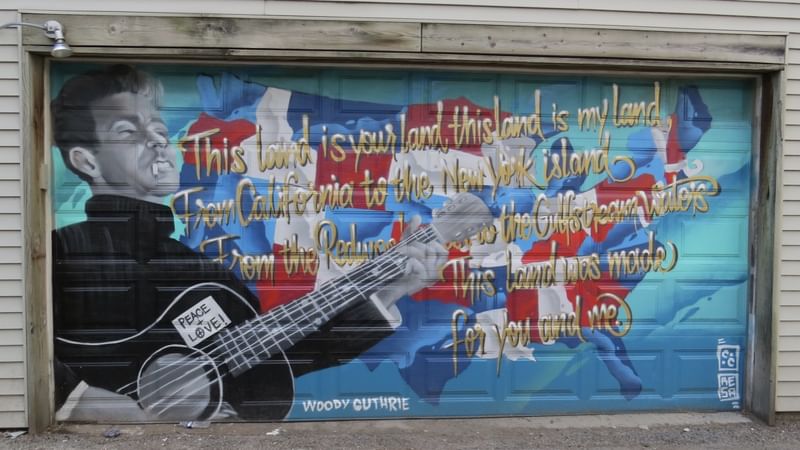 mural in Chicago by artist Menace Resa. Tagged: music, Woody Guthrie