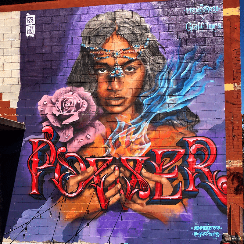 mural in Brooklyn by artist Menace Resa.