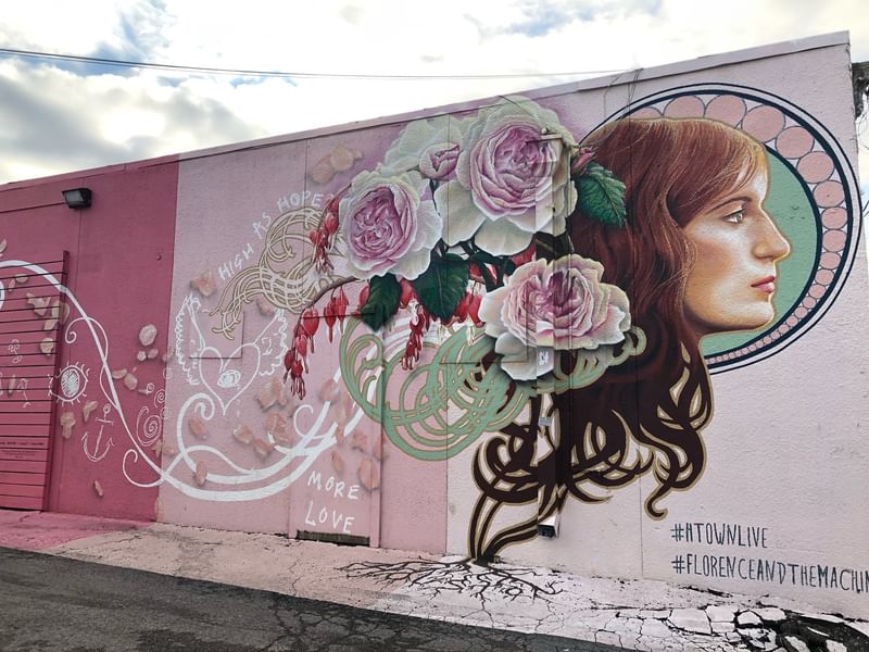 mural in Houston by artist Mr. D 1987. Tagged: music