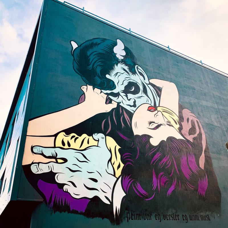 mural in Reykjavík by artist DFace.