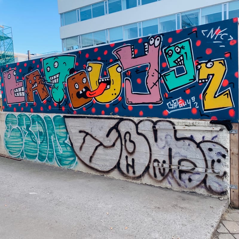 mural in Reykjavík by artist Bat Guy.