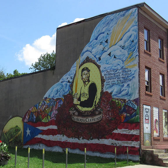 mural in Trenton by artist unknown. Tagged: Roberto Clemente