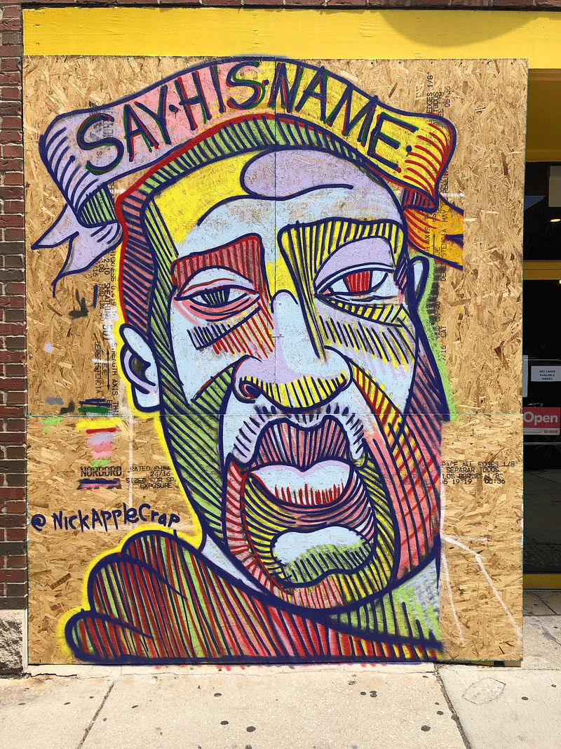 mural in Chicago by artist Nick Apple. Tagged: George Floyd