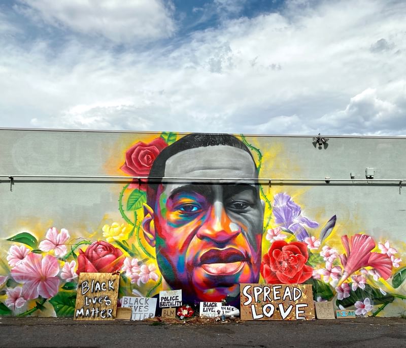 mural in Denver by artist Detour. Tagged: George Floyd