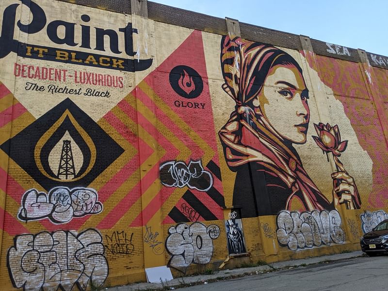 mural in Jersey City by artist Shepard Fairey.