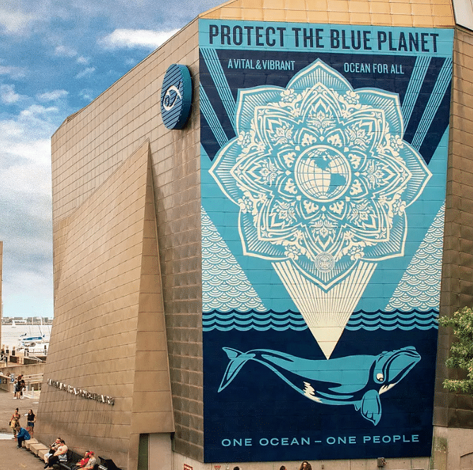 mural in Boston by artist Shepard Fairey. Tagged: Sea Walls