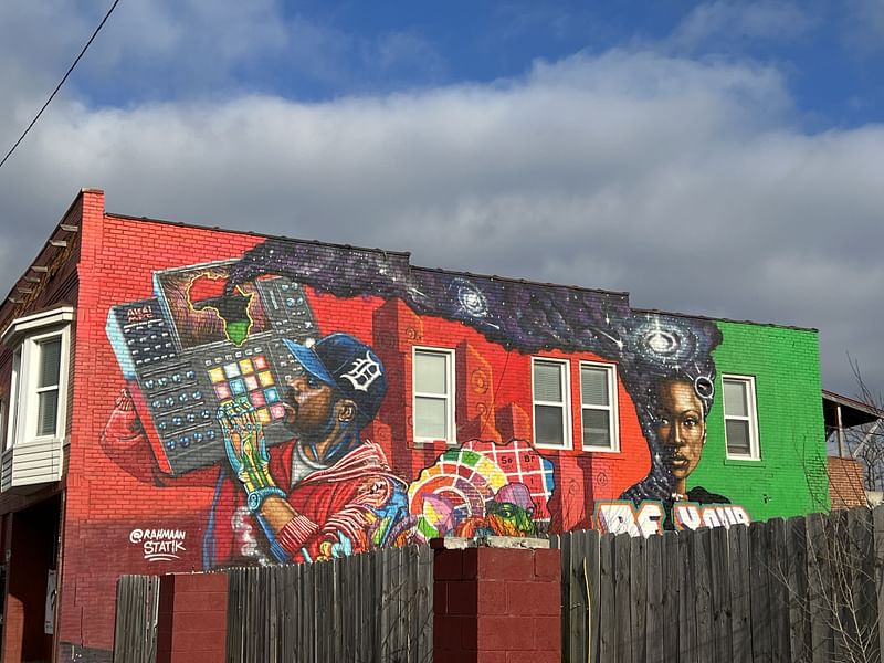 mural in Detroit by artist Rahmaan Statik.