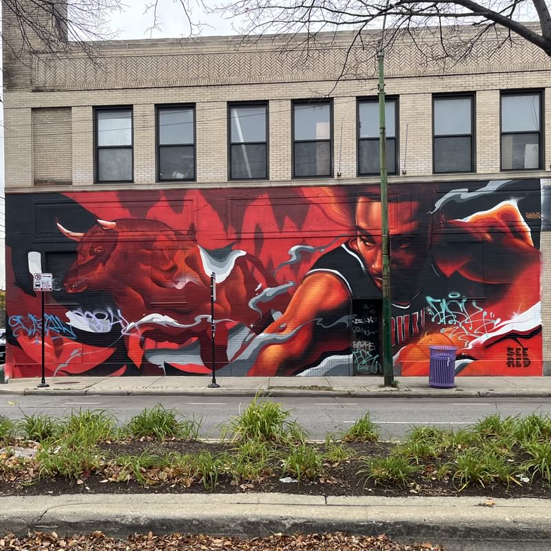 mural in Chicago by artist Max Sansing. Tagged: Chicago Bulls