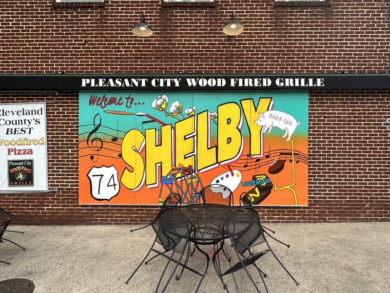 mural in Shelby by artist unknown.
