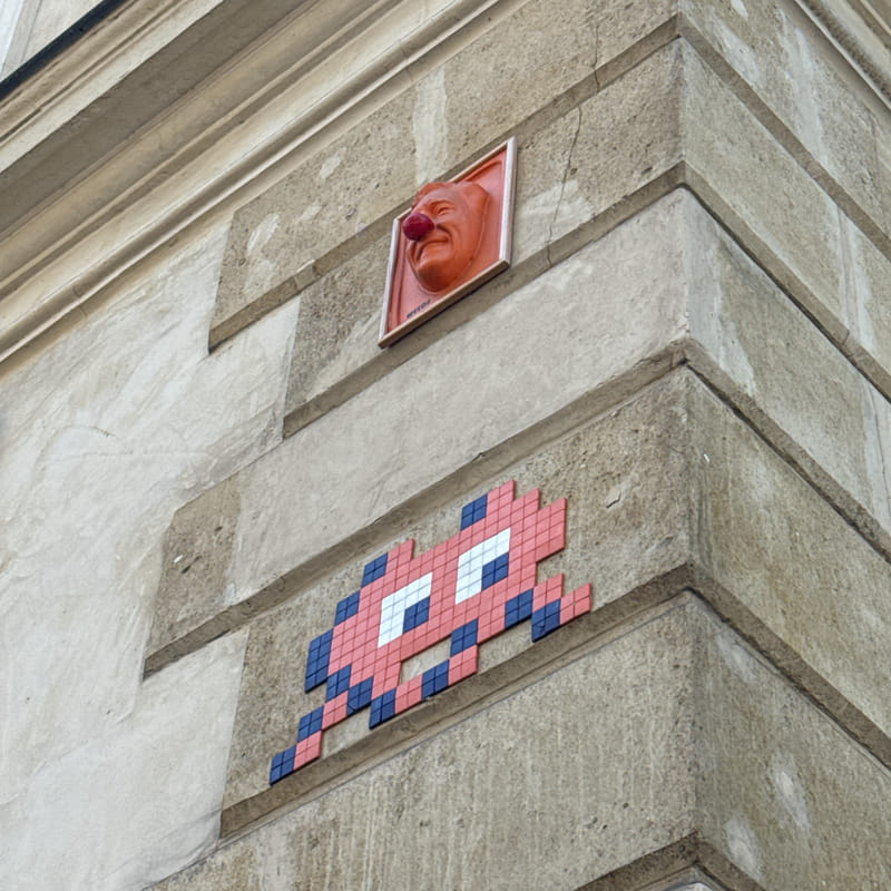 mural in Paris by artist Invader.