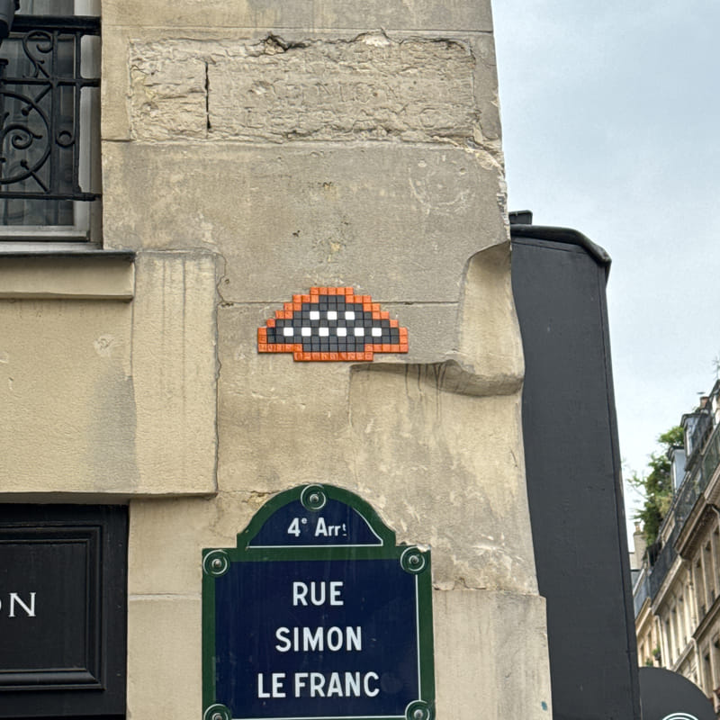 mural in Paris by artist Invader.