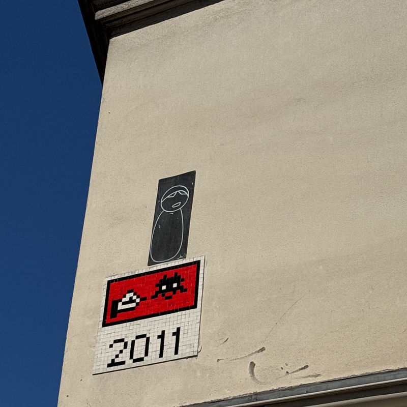 mural in Paris by artist Invader.