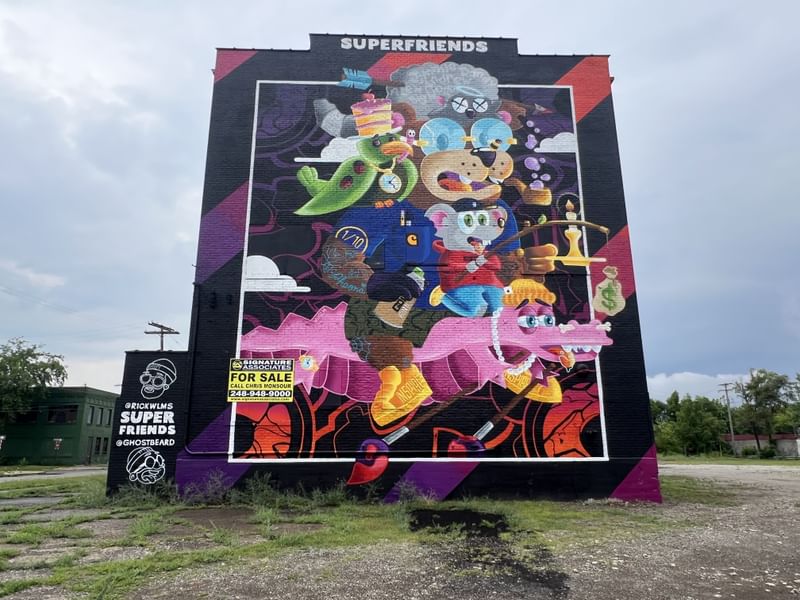 mural in Detroit by artist Ghostbeard.