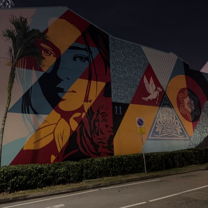 mural in Singapore by artist Shepard Fairey.