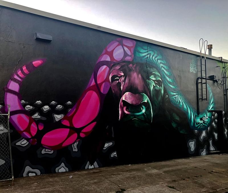 mural in Portland by artist unknown. Tagged: animals