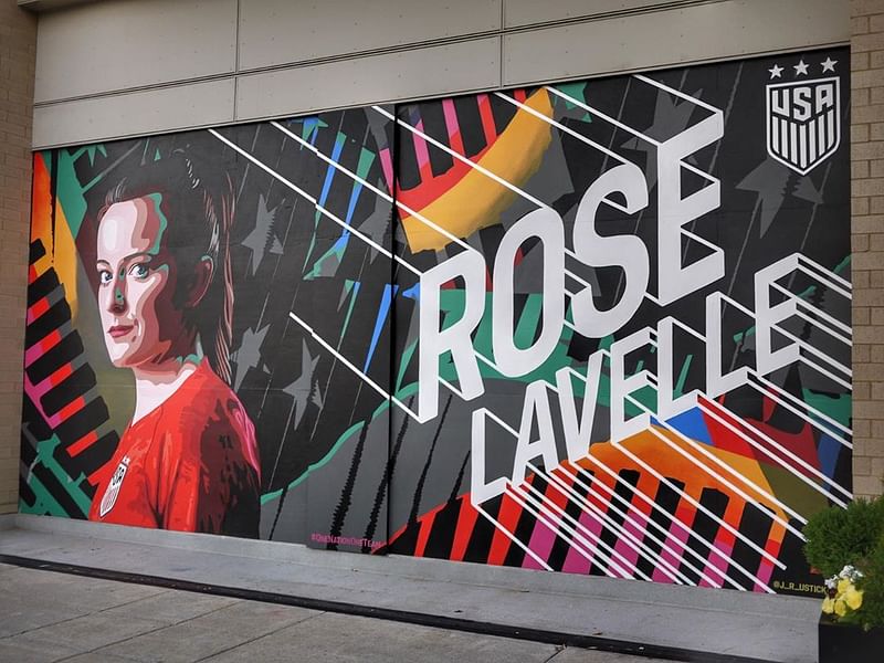mural in Cincinnati by artist Jenny Ustick. Tagged: Rose Lavelle, soccer, sports, USWNT