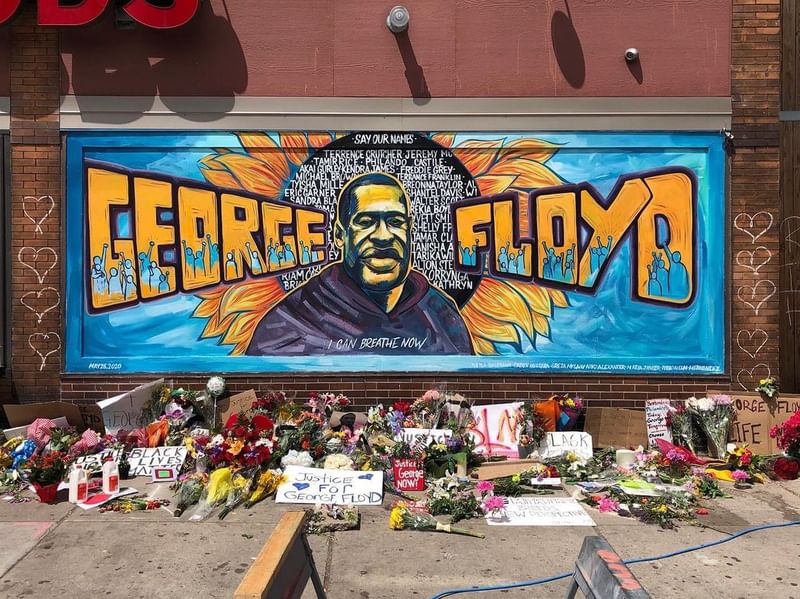mural in Minneapolis by artist Xena Goldman. Tagged: George Floyd