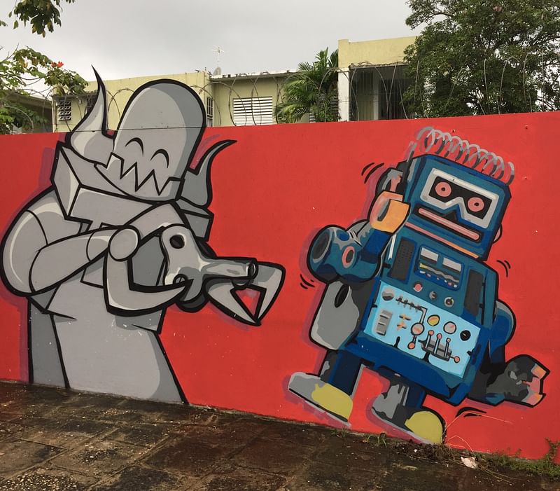 mural in San Juan by artist Shittyrobots.