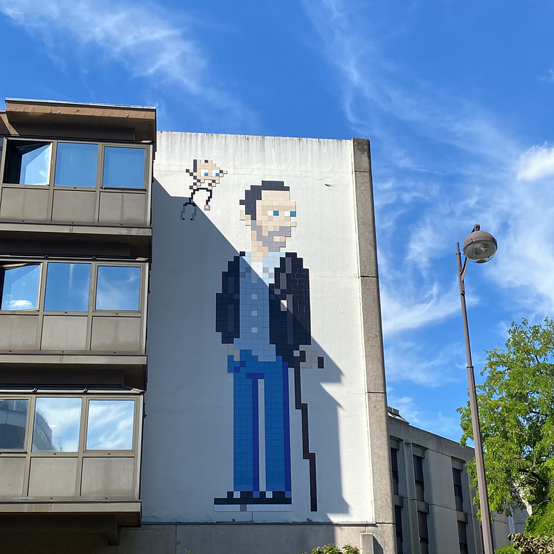 mural in  by artist Invader.